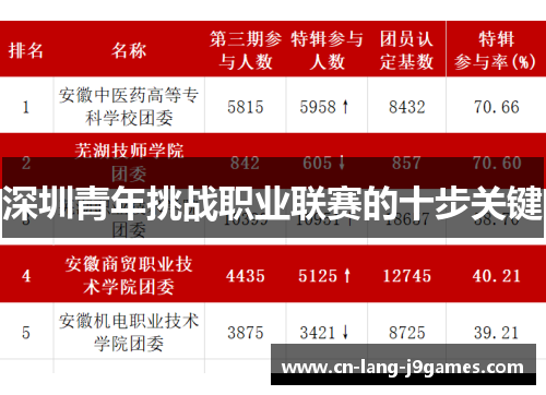 深圳青年挑战职业联赛的十步关键